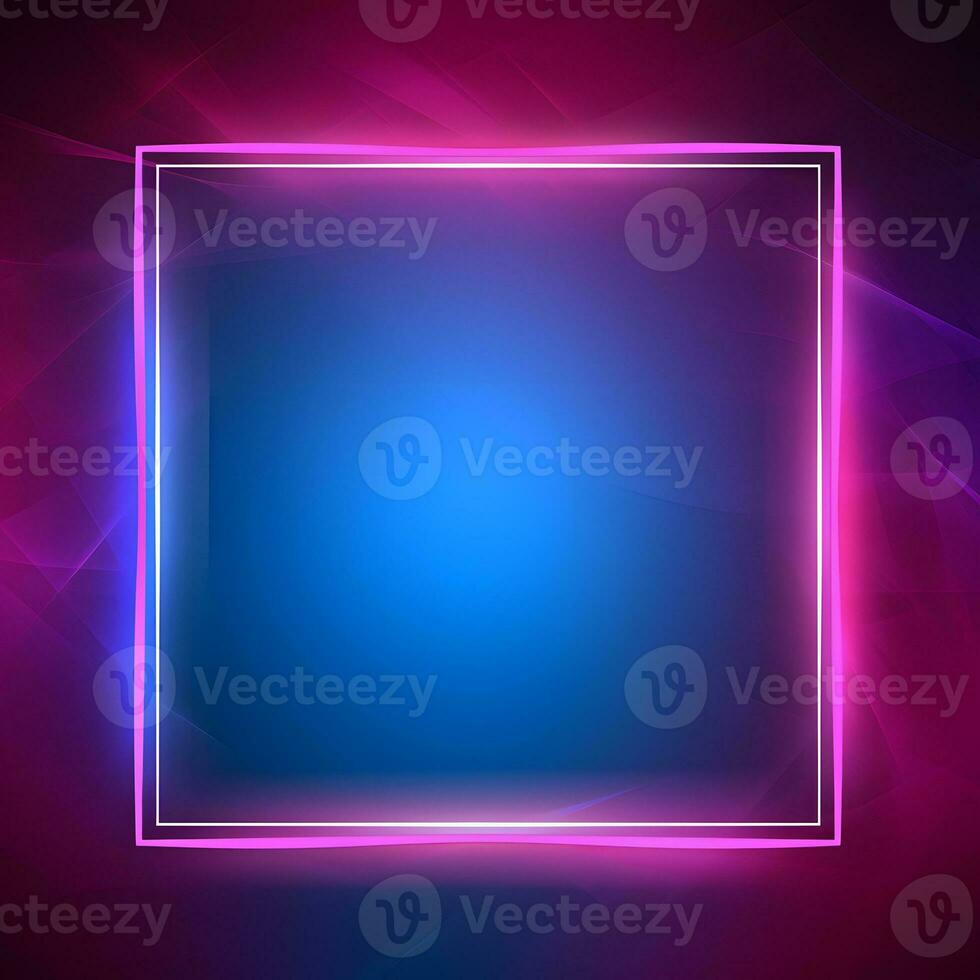 neon pink and blue frame on a dark background. Generative AI photo