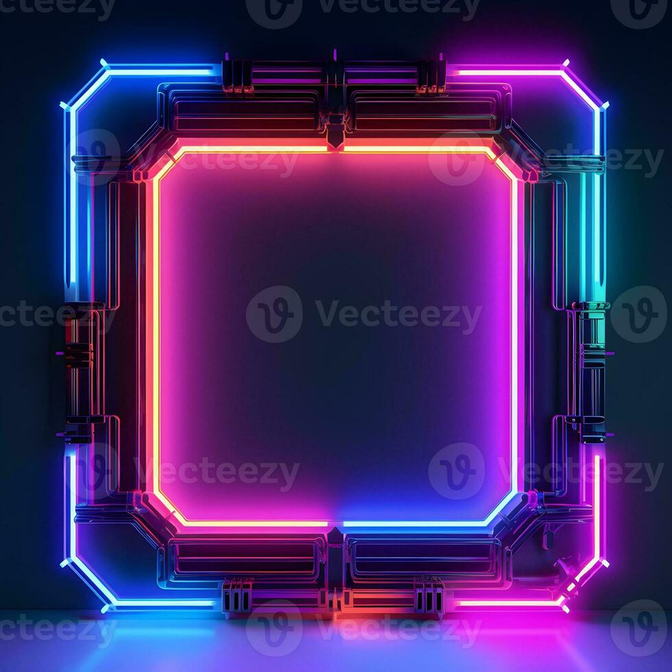neon neon frame with a black background. Generative AI photo