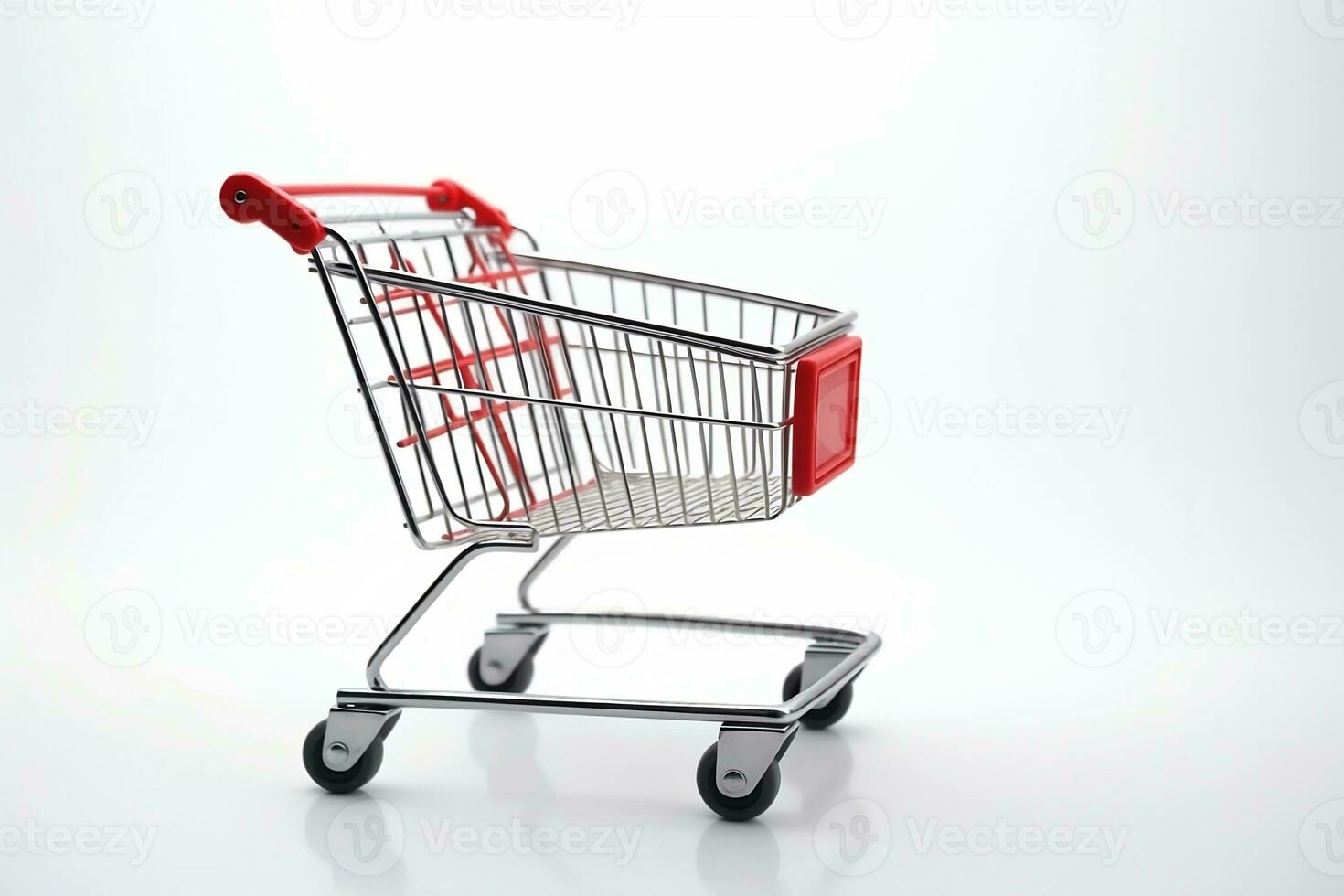 a shopping cart is shown on a white background. Generative AI photo