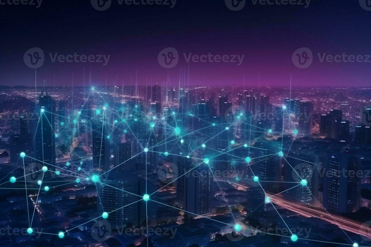 the city is connected to the internet. Generative AI photo