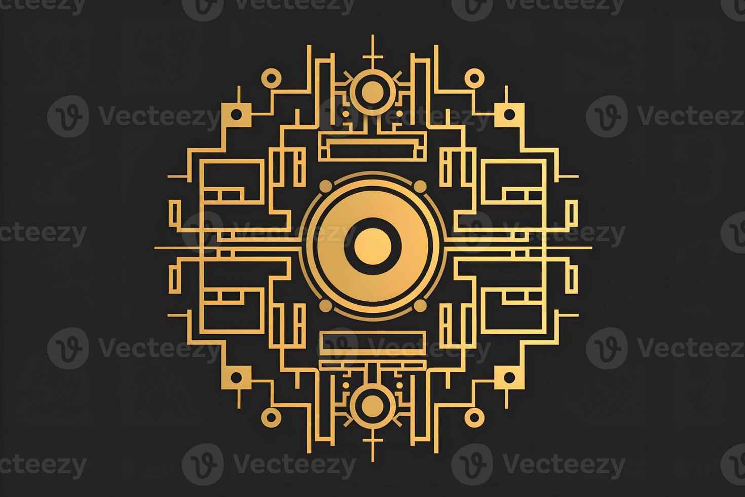a golden circle with an o on it. Generative AI photo