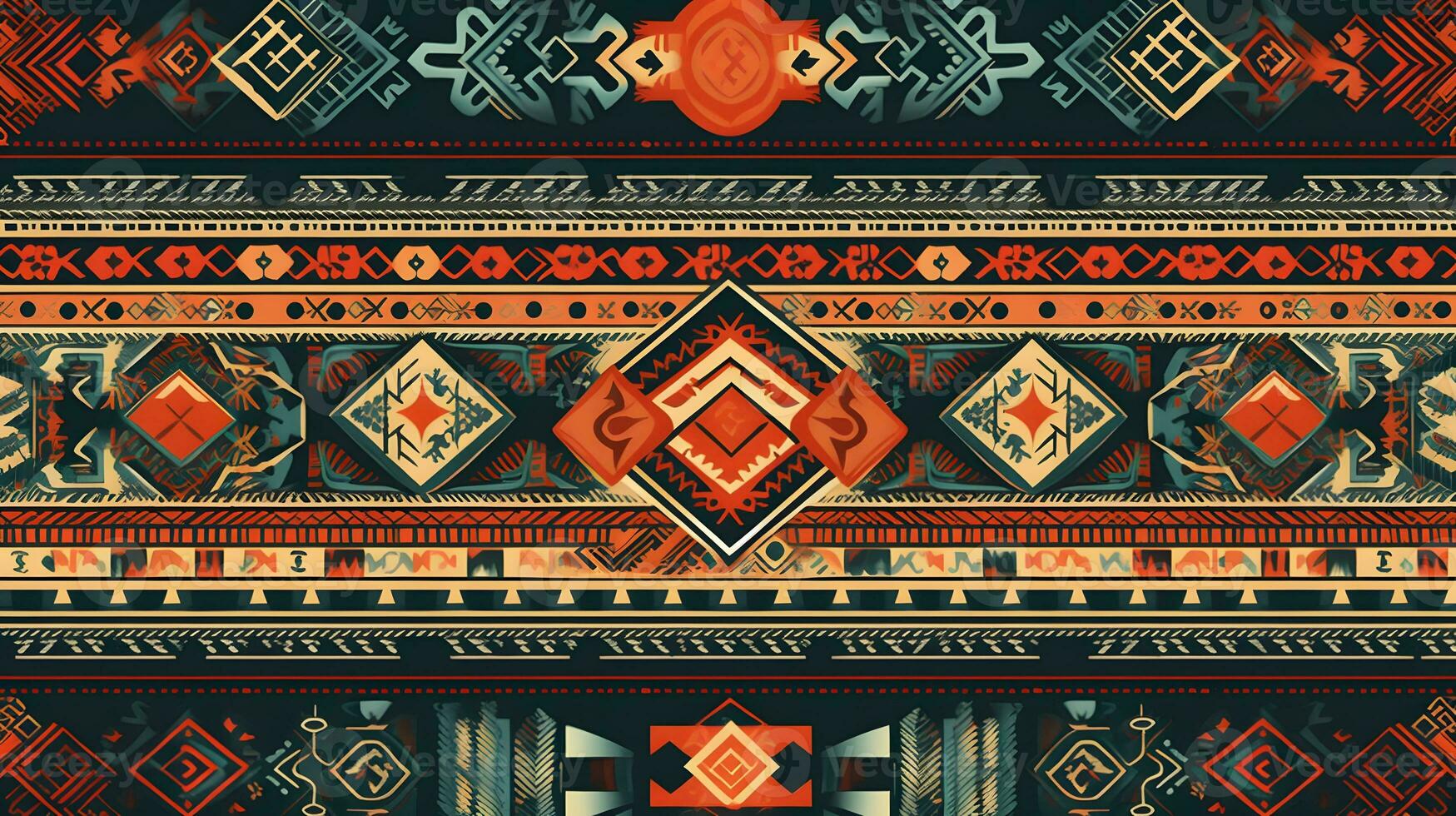 an ethnic pattern with tribal designs. Generative AI photo