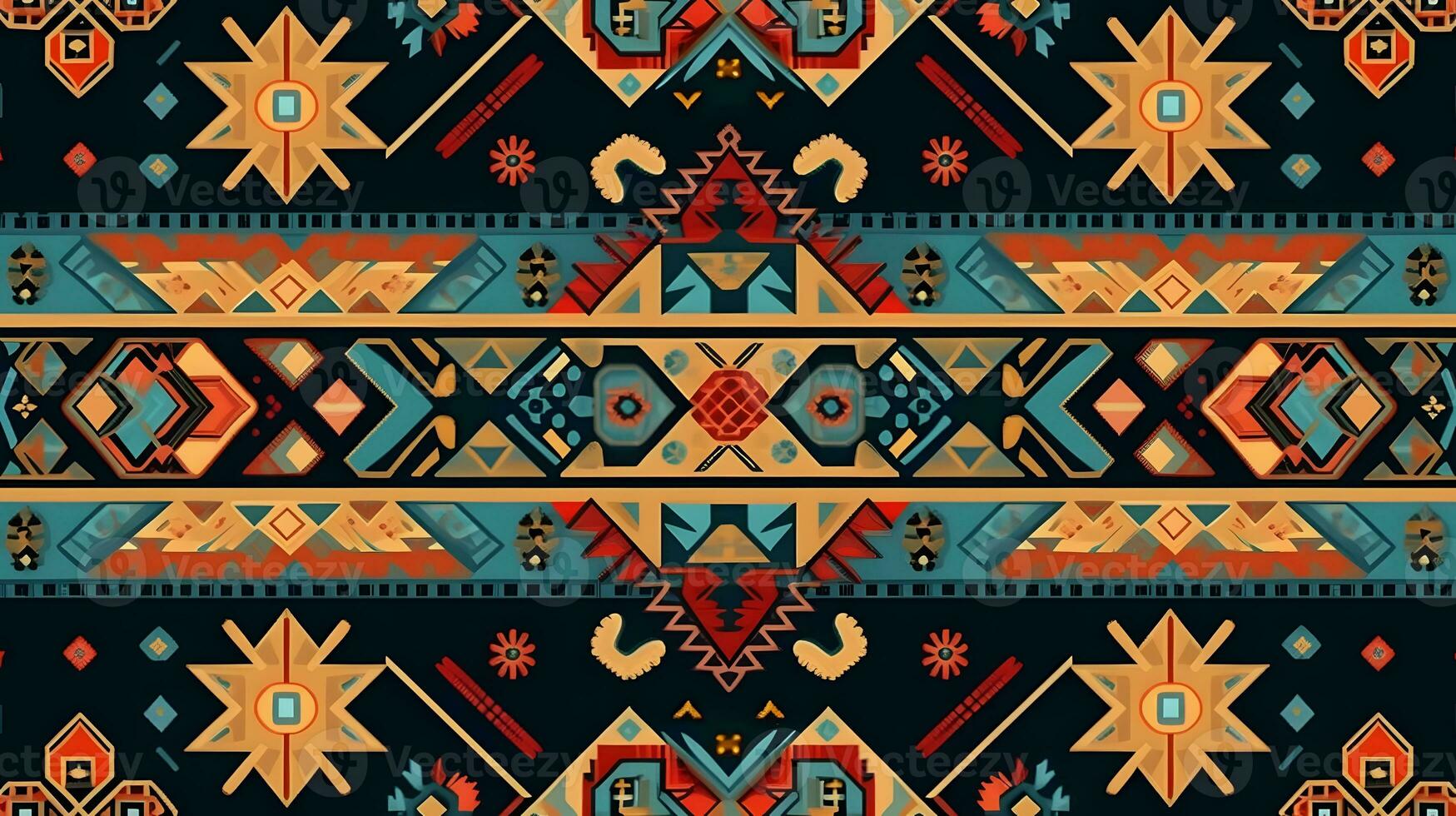 a colorful ethnic pattern with geometric shapes. Generative AI photo