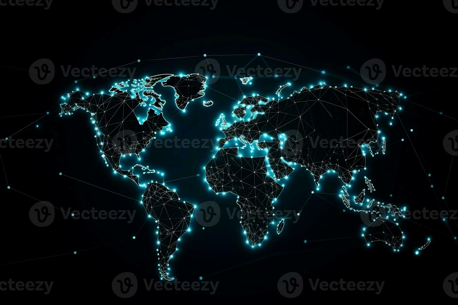 world map with connected lines and dots. Generative AI photo
