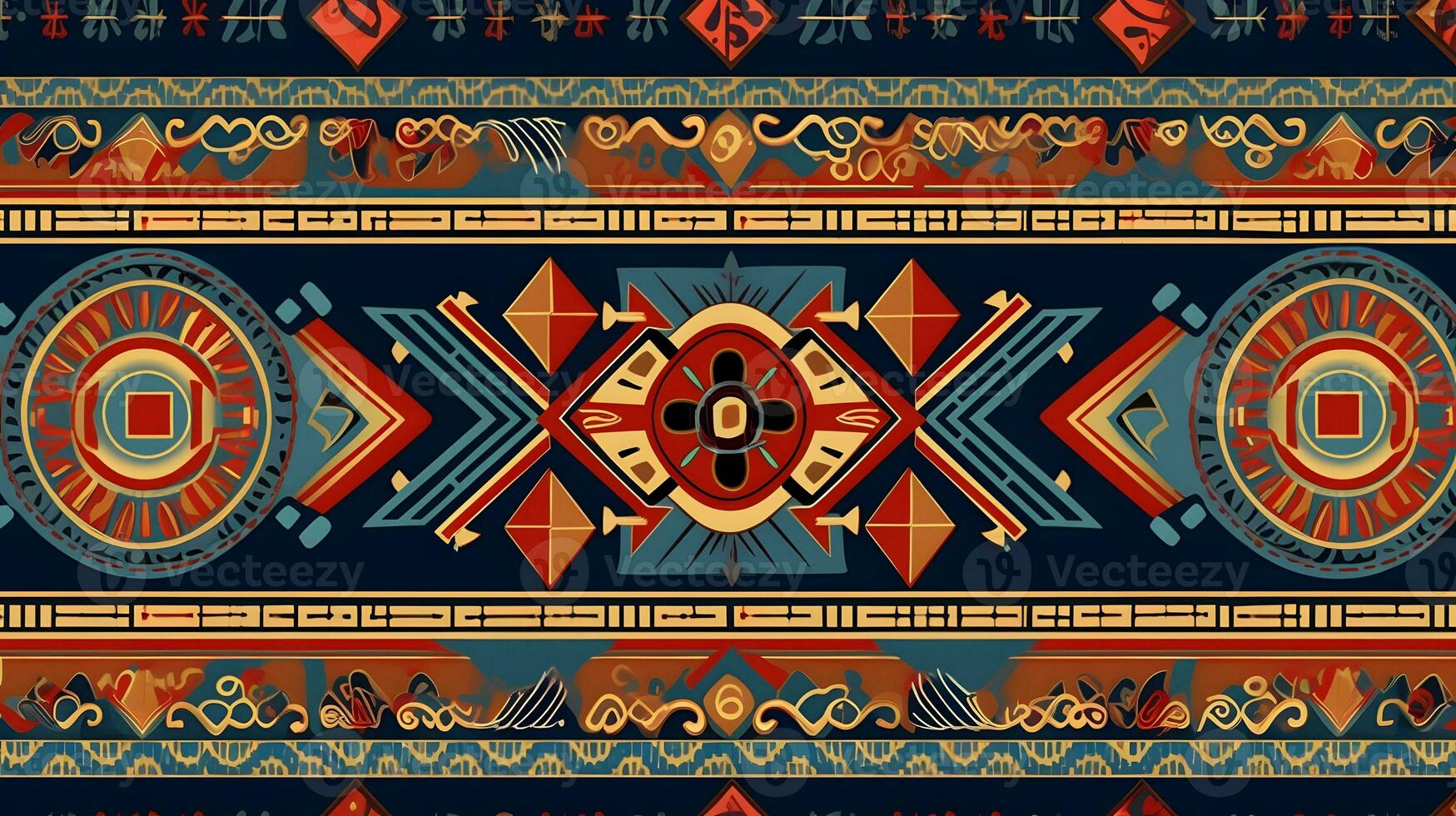 a colorful tribal pattern with geometric designs. Generative AI photo