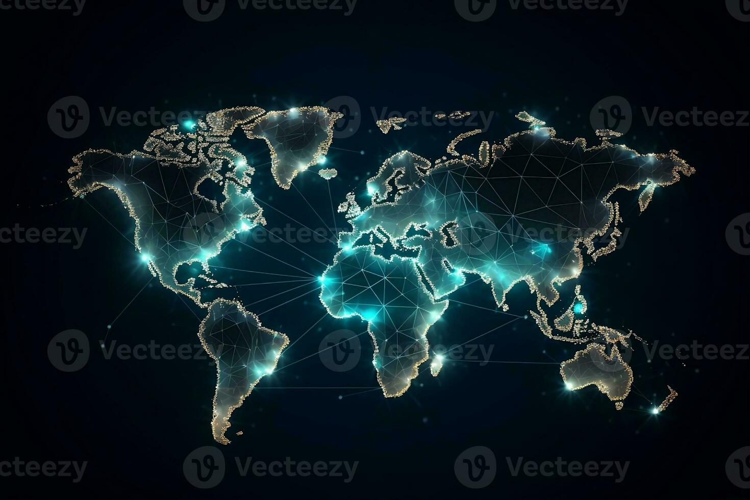 world map with glowing lines and connections. Generative AI photo