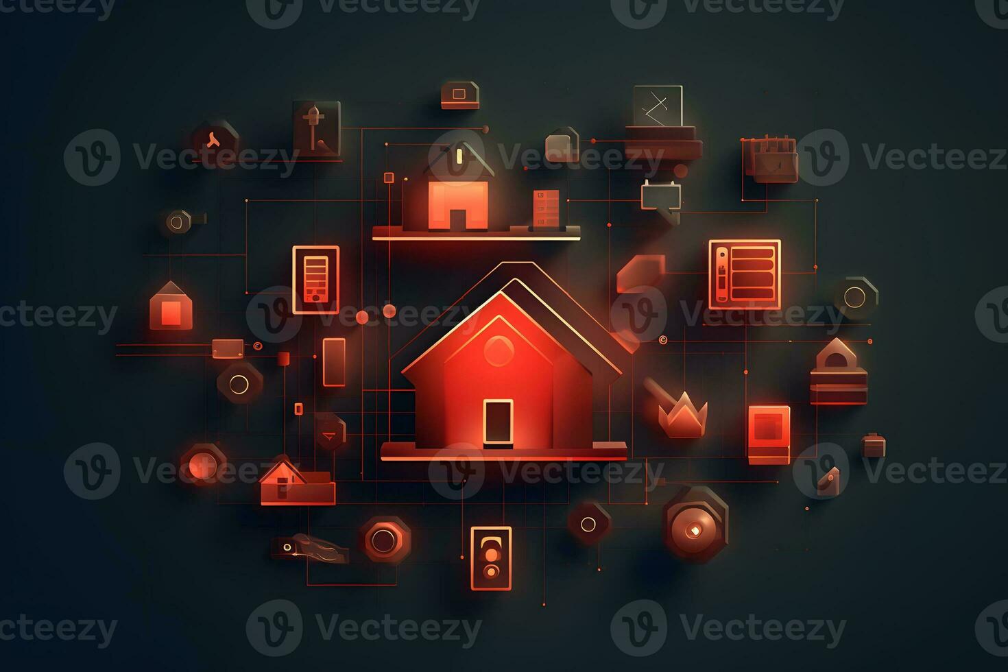 a house surrounded by various smart devices. Generative AI photo