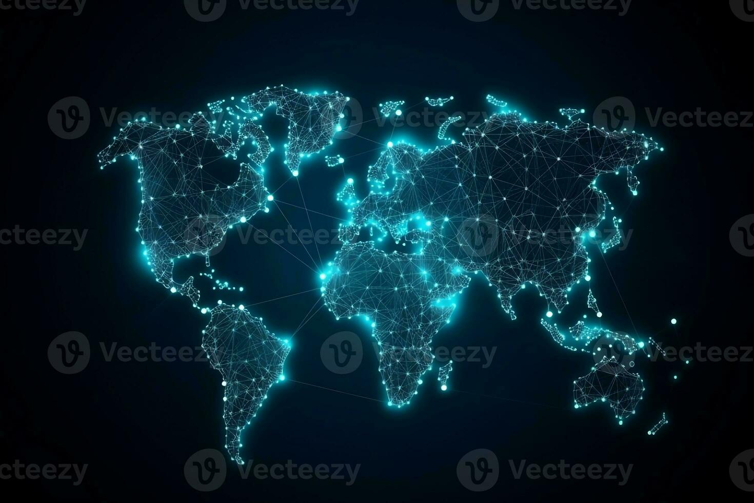 world map with connected lines and dots. Generative AI photo