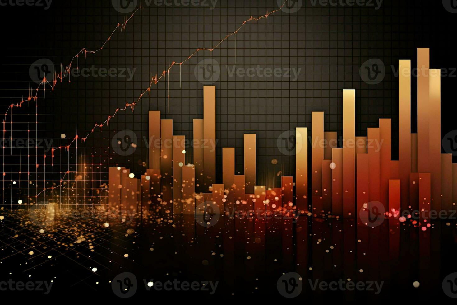 an abstract background with a graph and bar chart. Generative AI photo