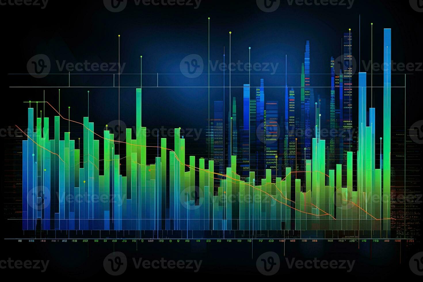 a graph of data on a dark background. Generative AI photo