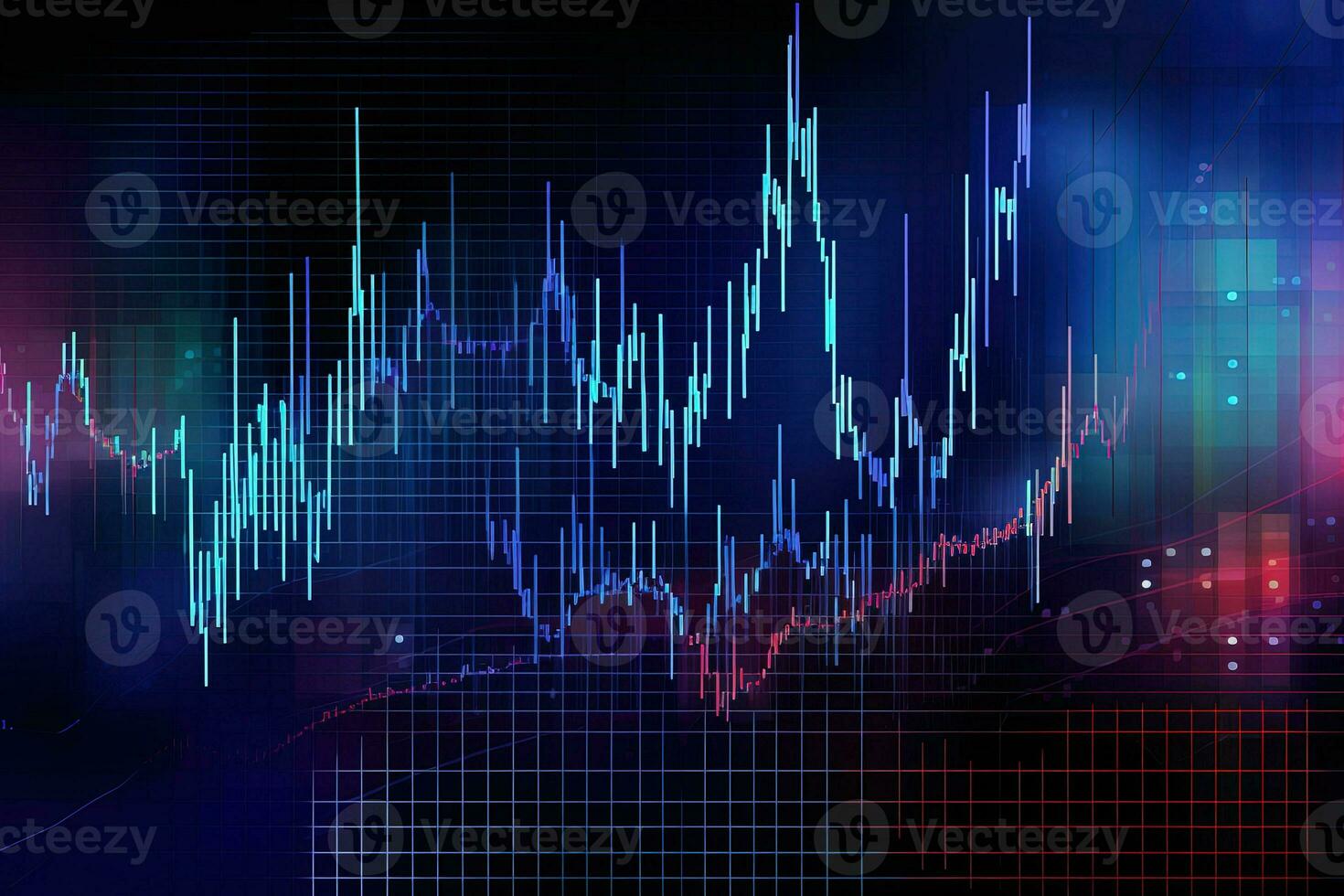 a colorful background with a stock chart. Generative AI photo