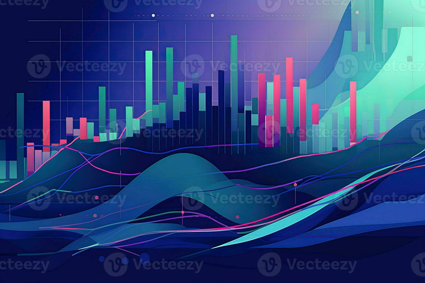an abstract illustration of a graph chart. Generative AI photo