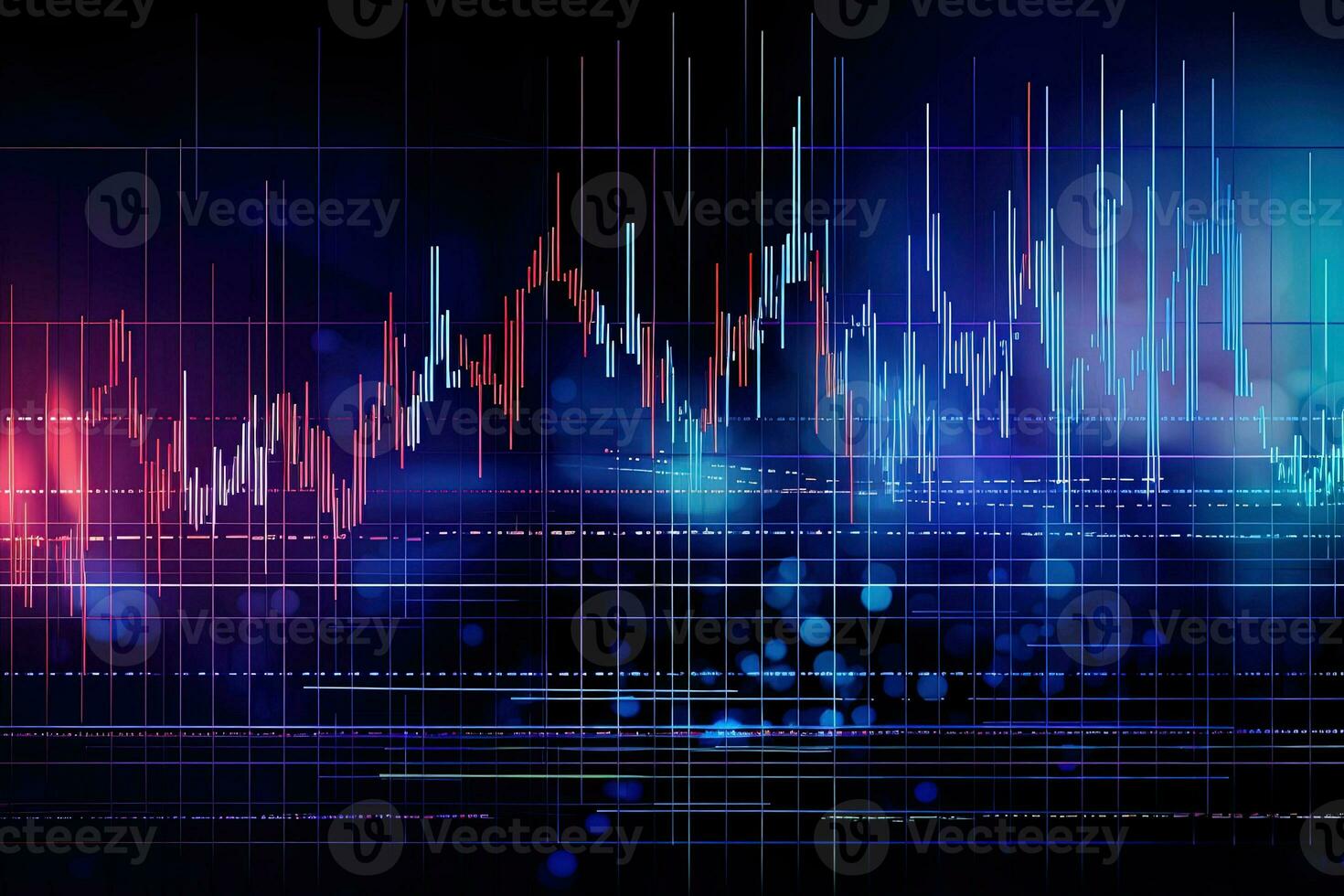 a colorful background with a chart of stock prices. Generative AI photo