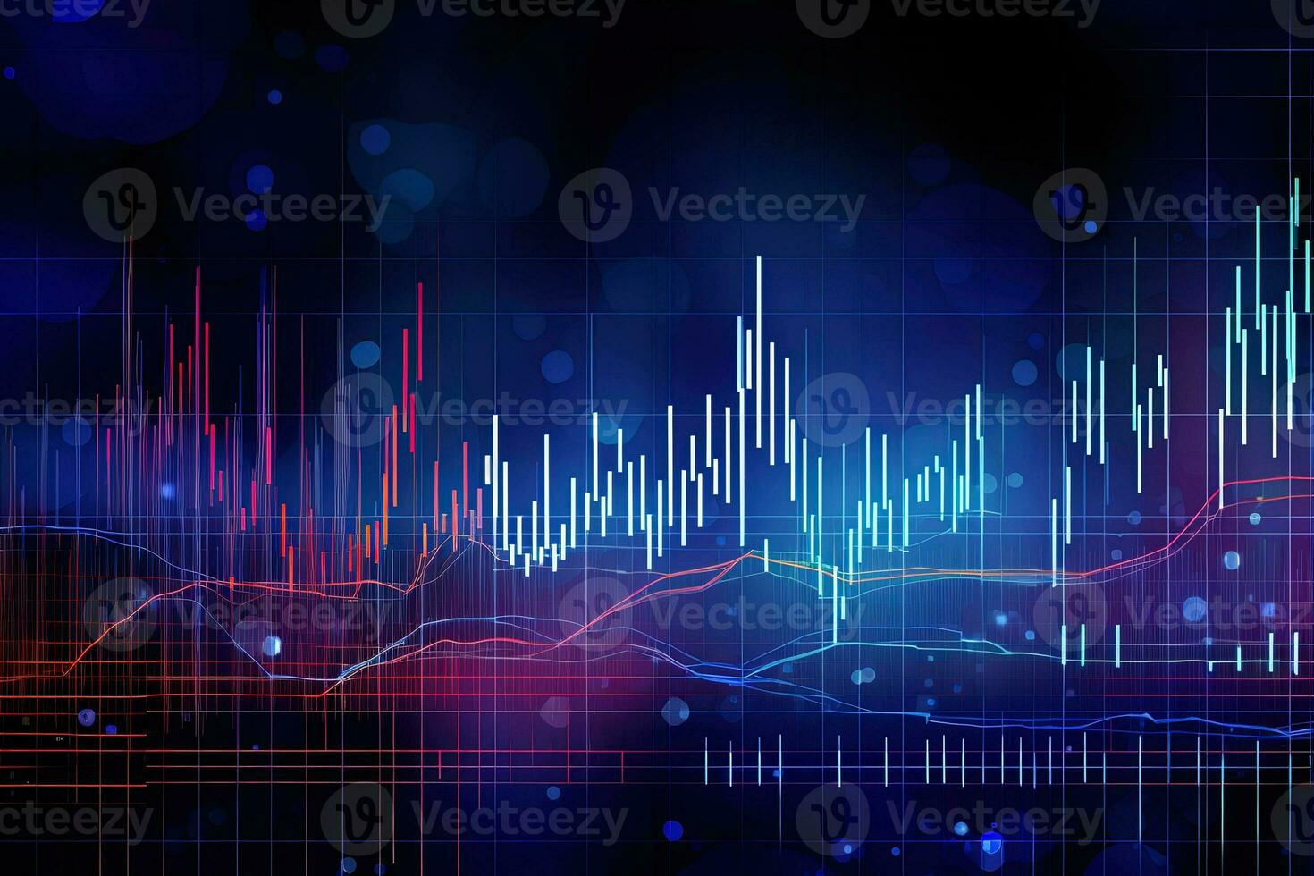 a colorful background with a graph line. Generative AI photo