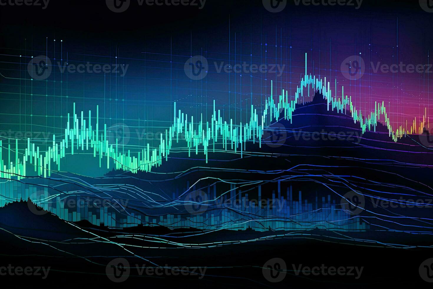 digital chart of stock market graph. Generative AI photo
