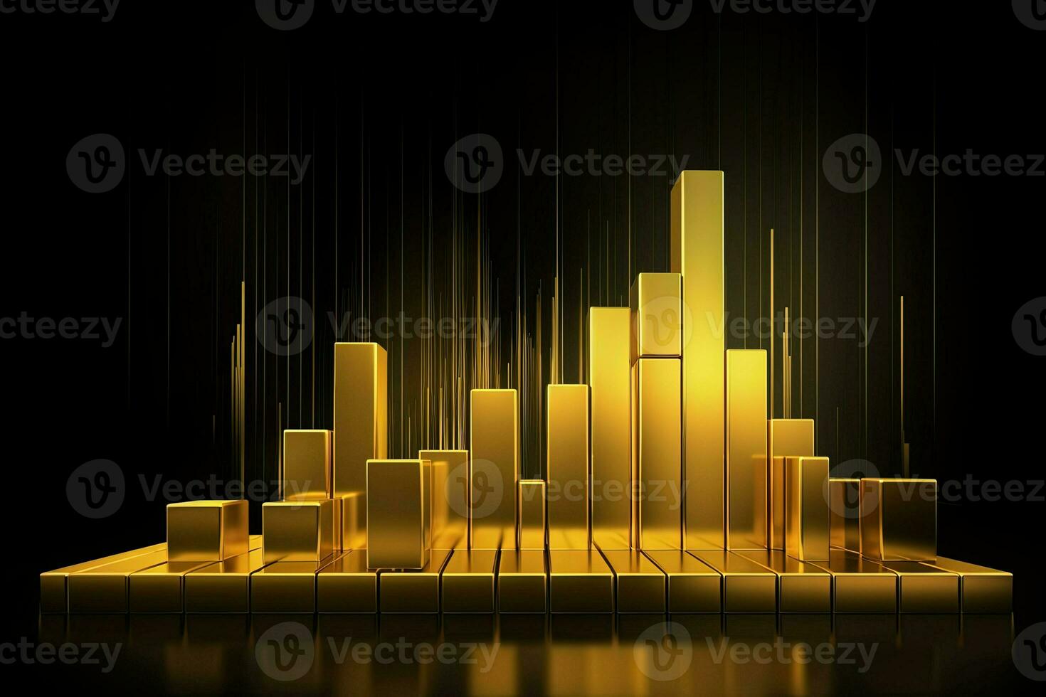 gold bars on a black background with a gold bar. Generative AI photo