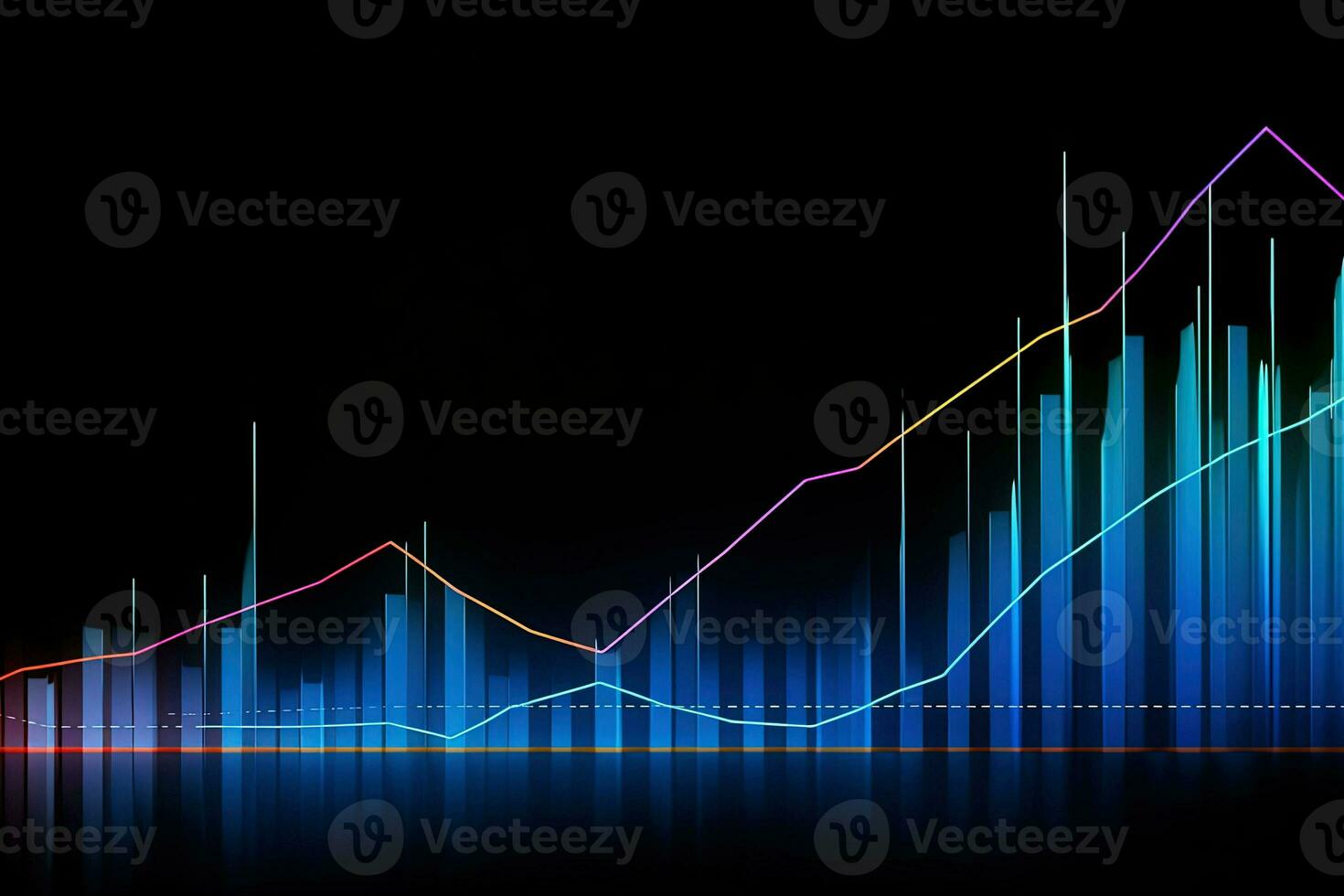 a graph of a line on a black background. Generative AI photo