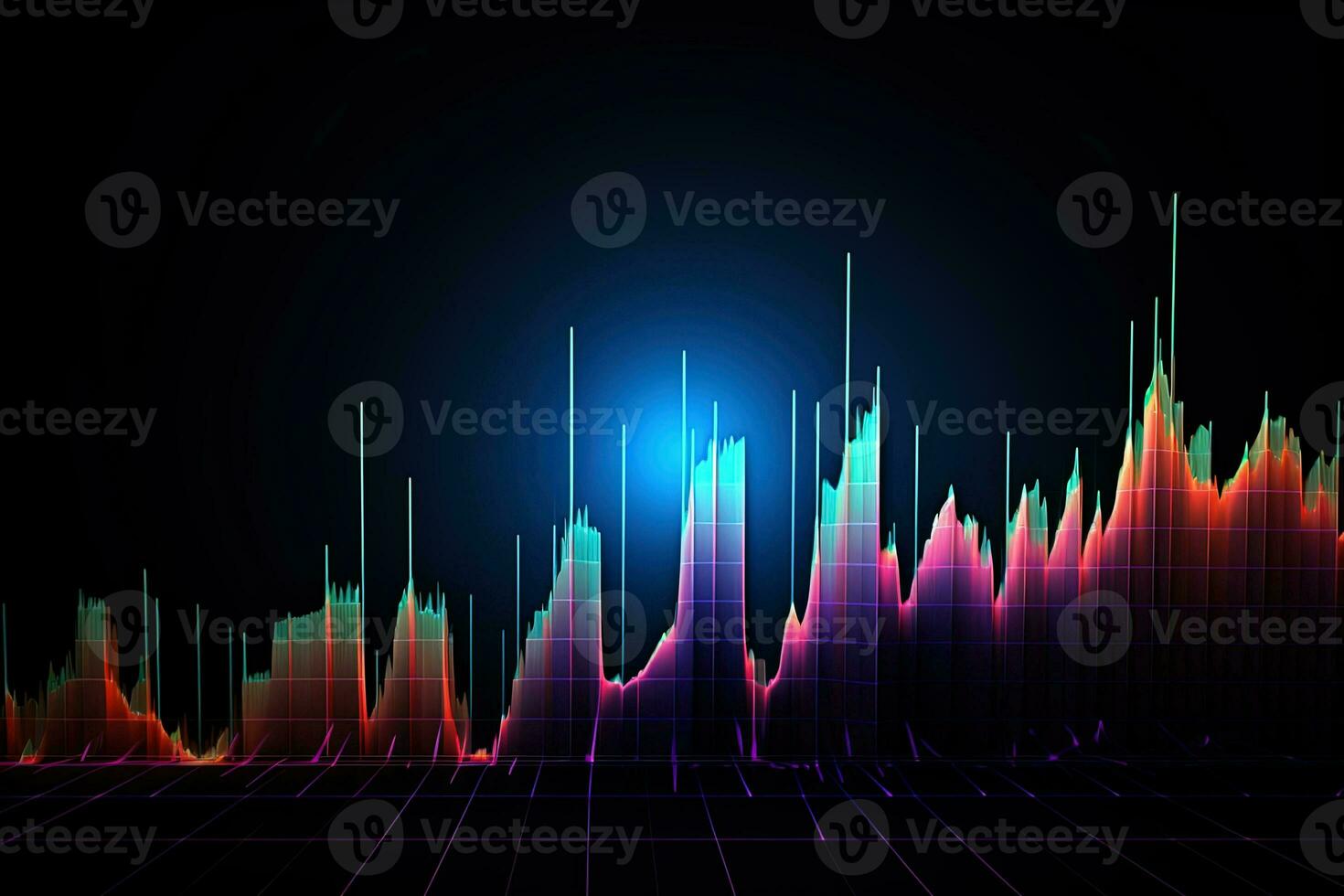 a colorful graph is shown on a dark background. Generative AI photo