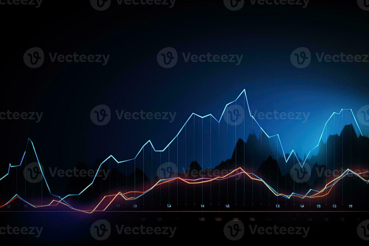 an abstract graph of a stock market chart. Generative AI photo