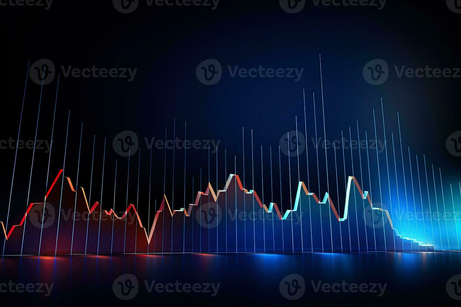 an abstract graph with a line of different colors. Generative AI photo