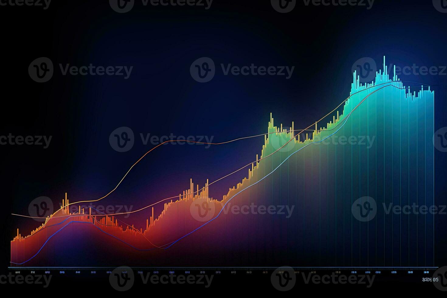 a graph of the stock market on a dark background. Generative AI photo