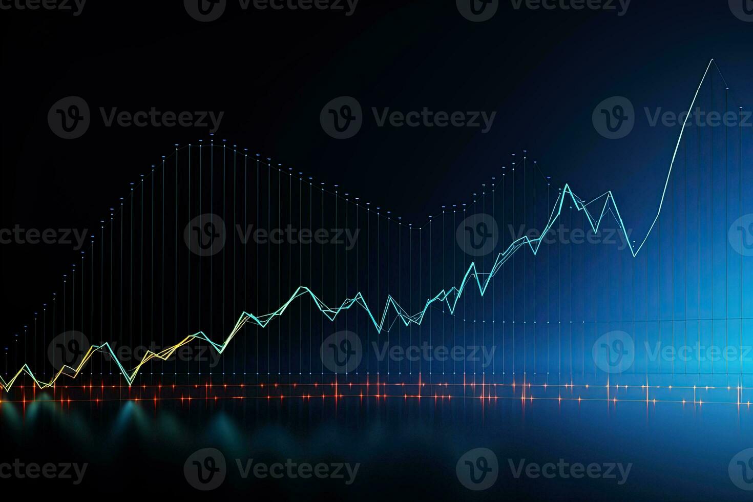 an image of a graph chart on a dark background. Generative AI photo