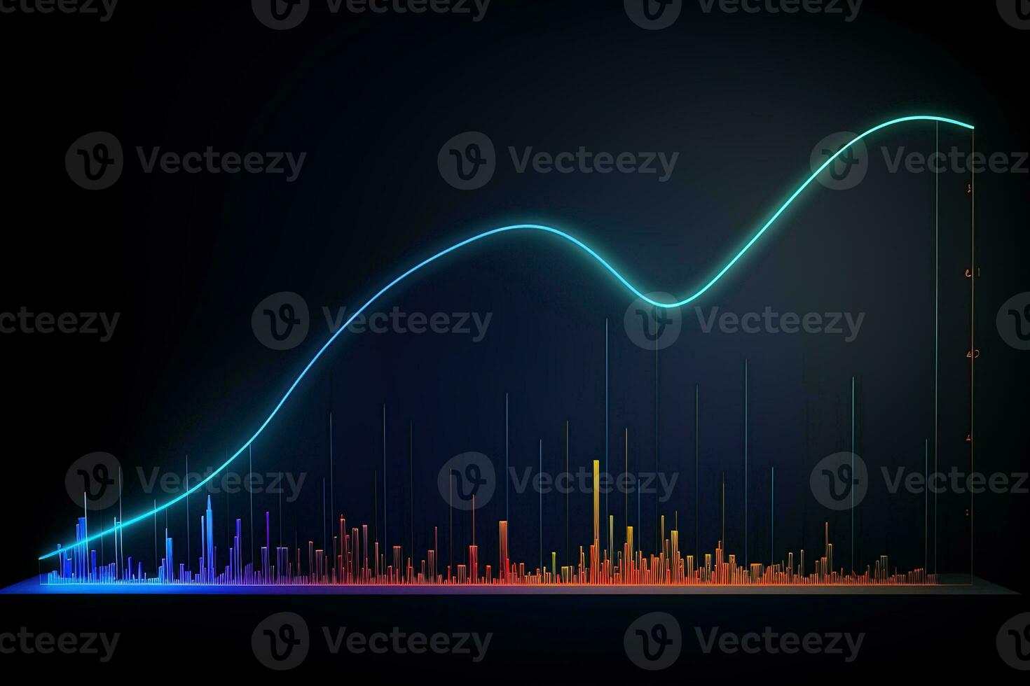 a graph with a line and a bar graph. Generative AI photo