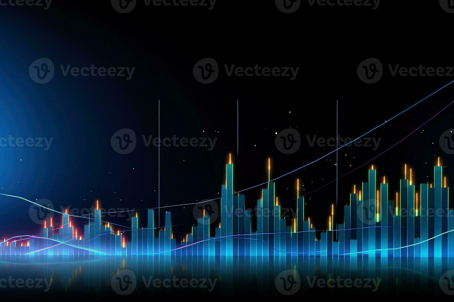 an abstract background with a graph line and a line. Generative AI photo