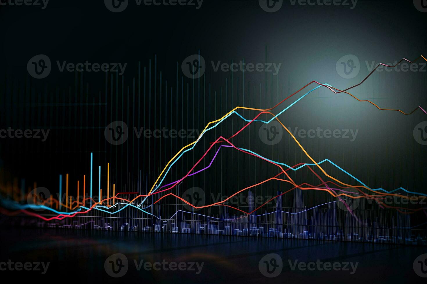 an image of a graph chart with a line going up. Generative AI photo