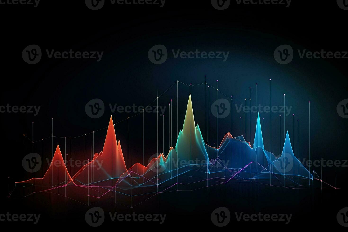 abstract data chart with lines and dots. Generative AI photo