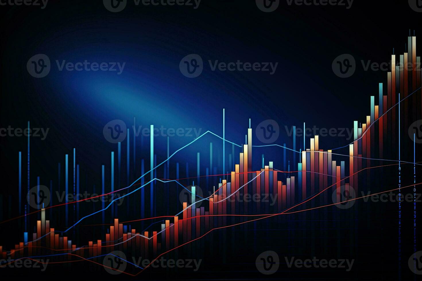 an abstract stock chart with a line going up. Generative AI photo