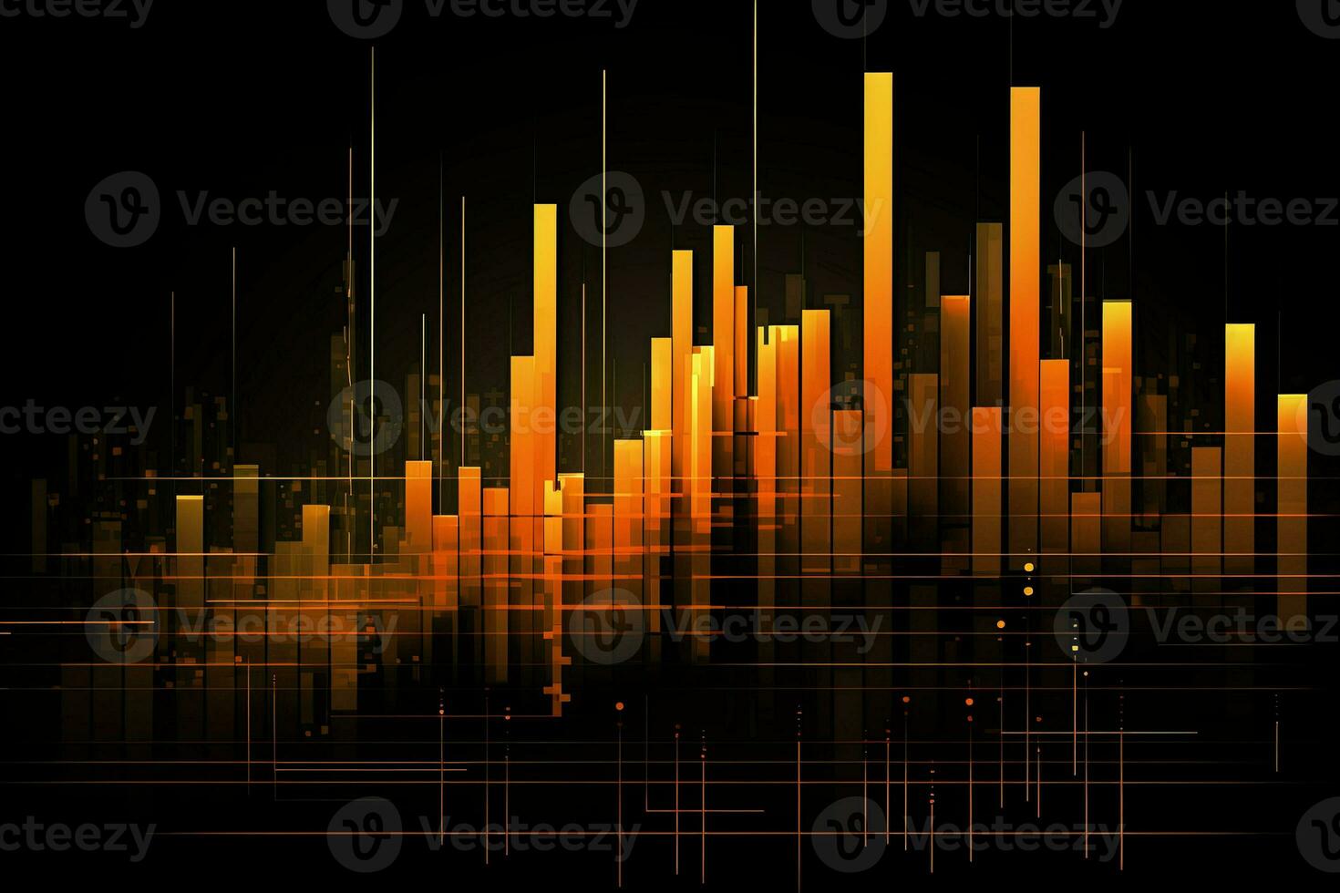 abstract background with bars and lines on black background. Generative AI photo