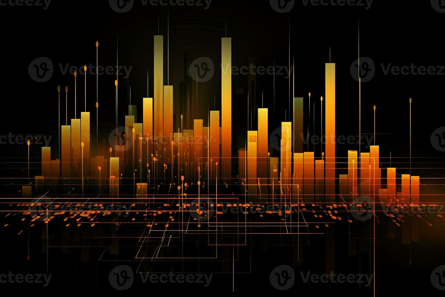 abstract graph background with orange lines. Generative AI photo