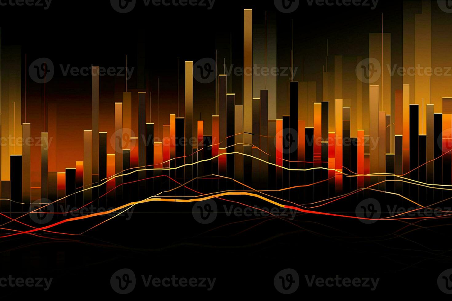 abstract graph background with orange lines. Generative AI photo