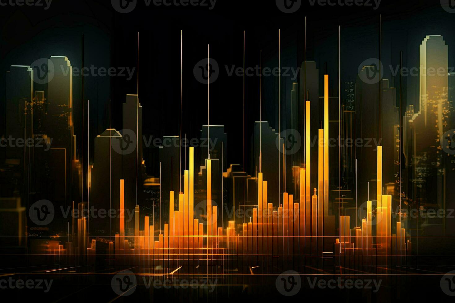 futuristic cityscape with glowing lines and lights. Generative AI photo