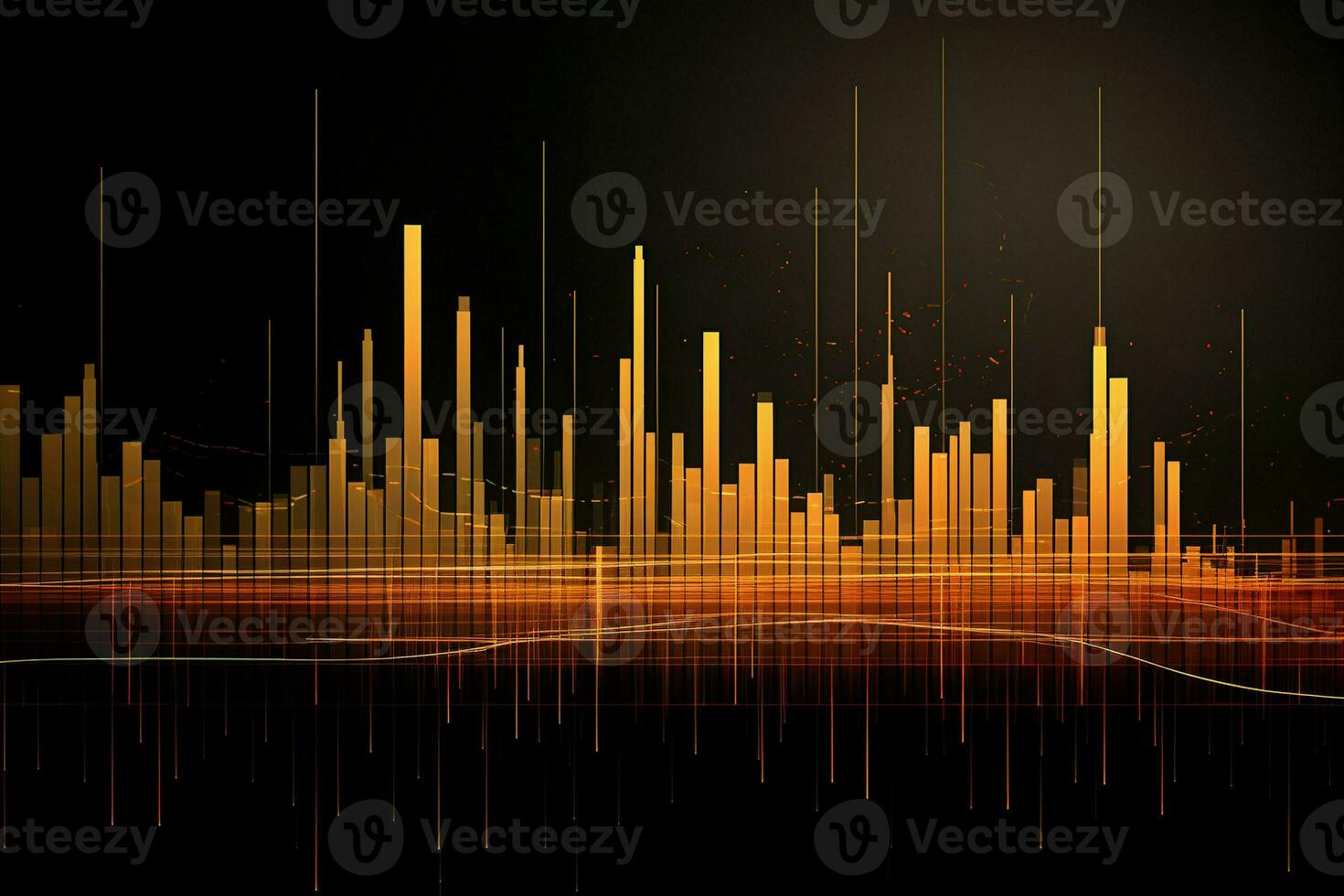 orange and black background with a line of data. Generative AI photo