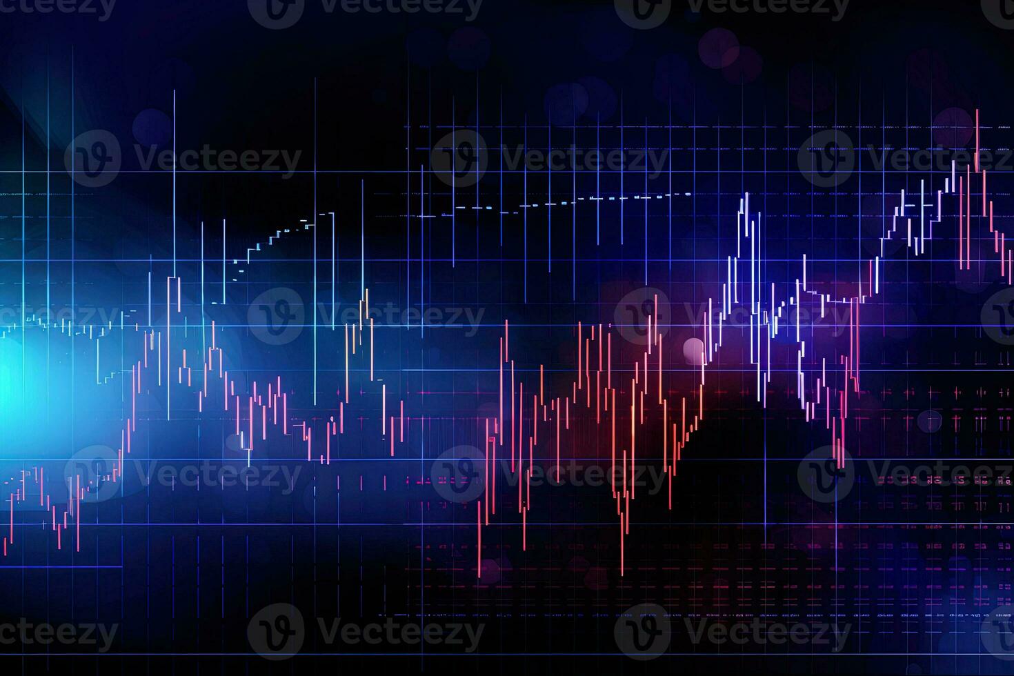 stock chart is shown on a dark background. Generative AI photo