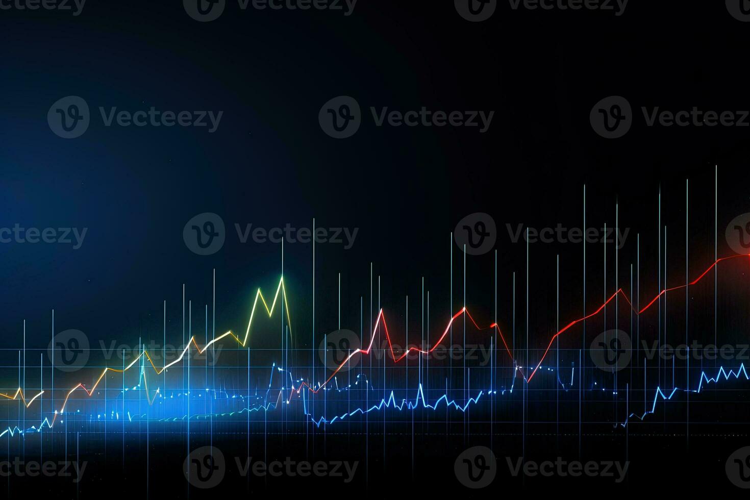 Abstract glowing financial chart on dark background. stock market. Economy trends. financial investment concept. Generative AI photo