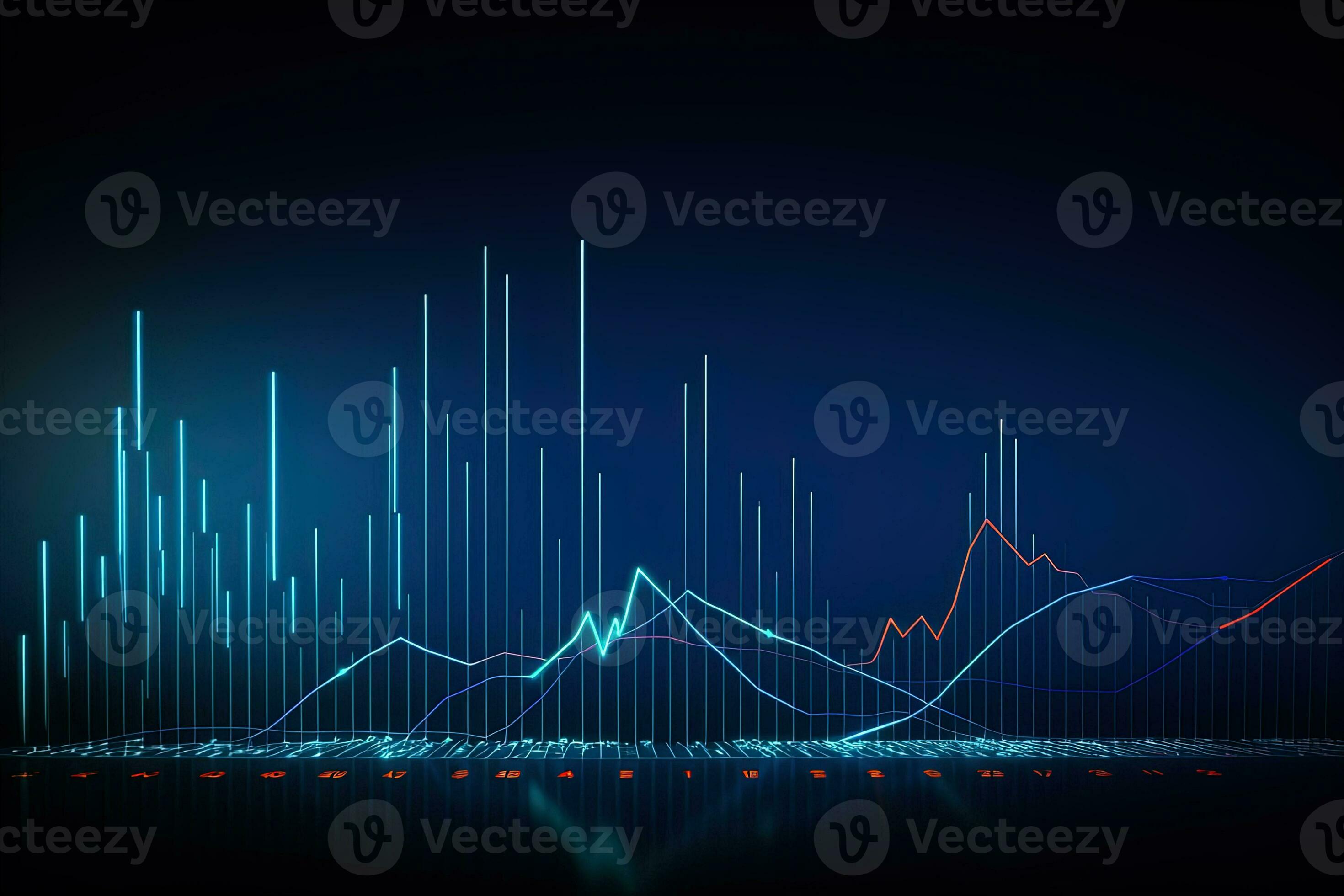 abstract graph chart with blue and red lines. Generative AI 30598760 ...