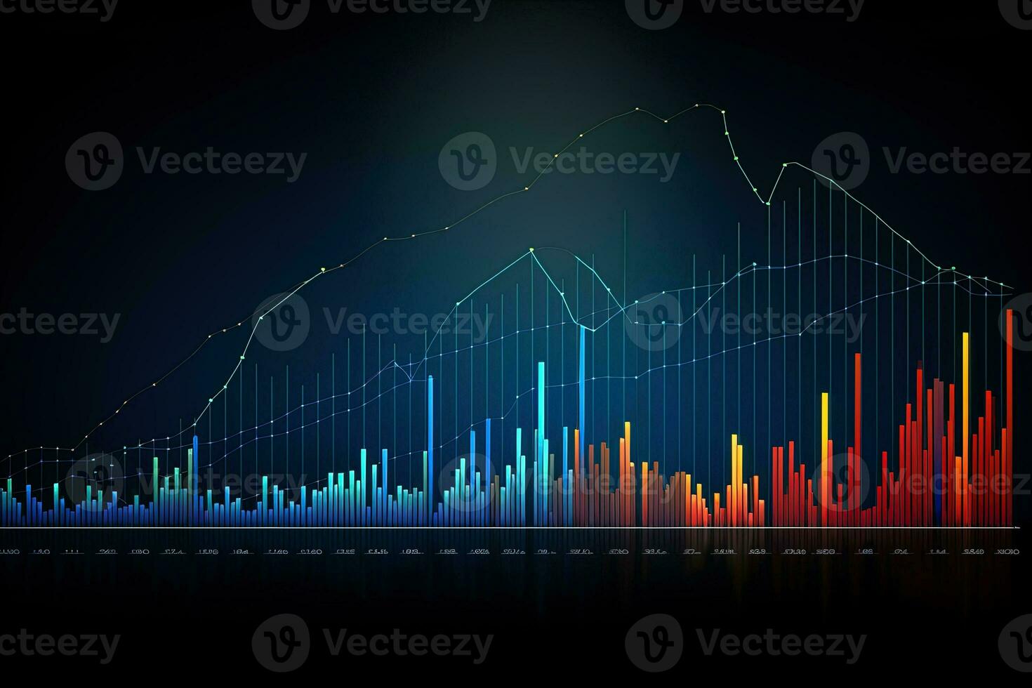abstract graph with different colors. Generative AI photo