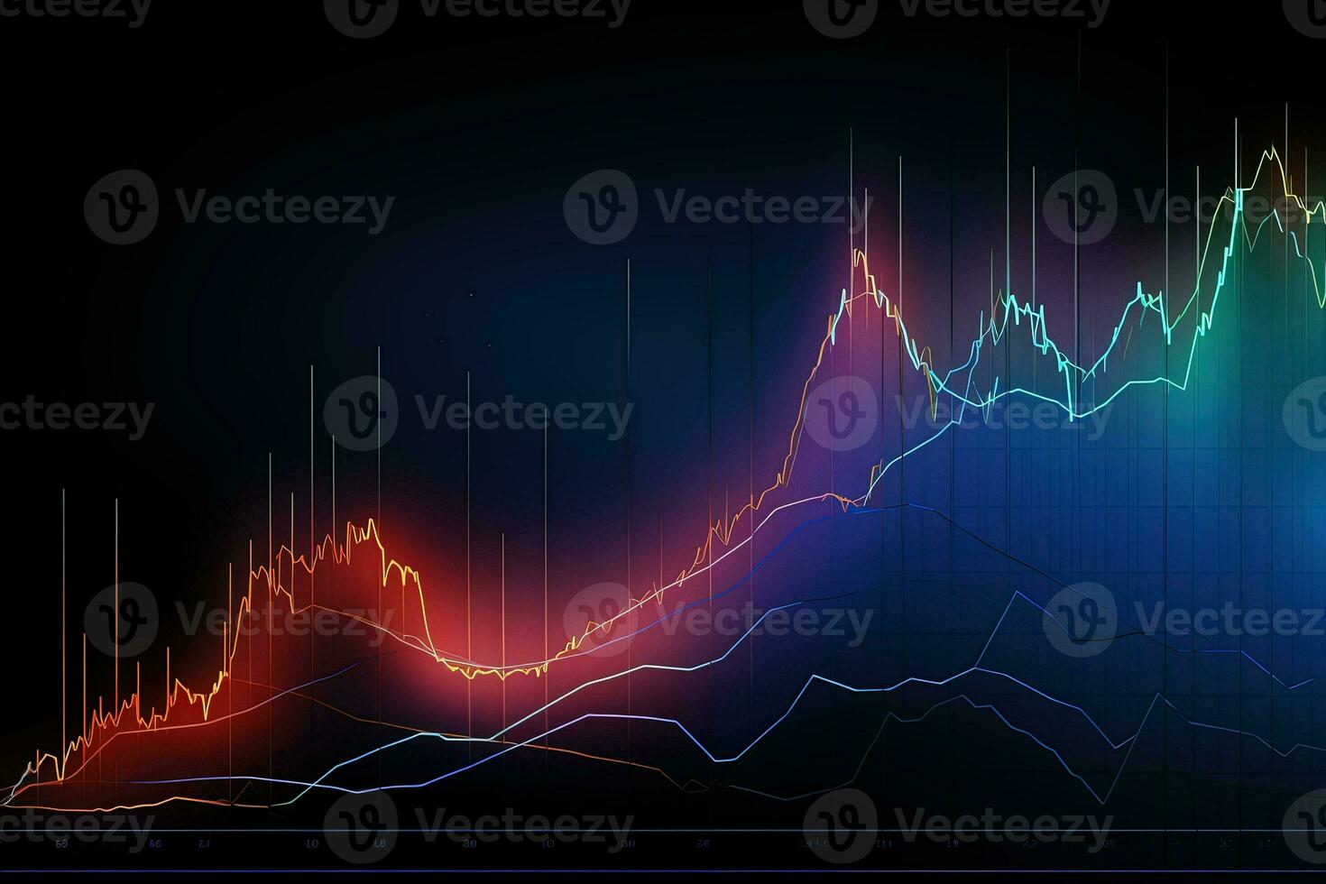 graph of stock prices and the number of shares. Generative AI photo