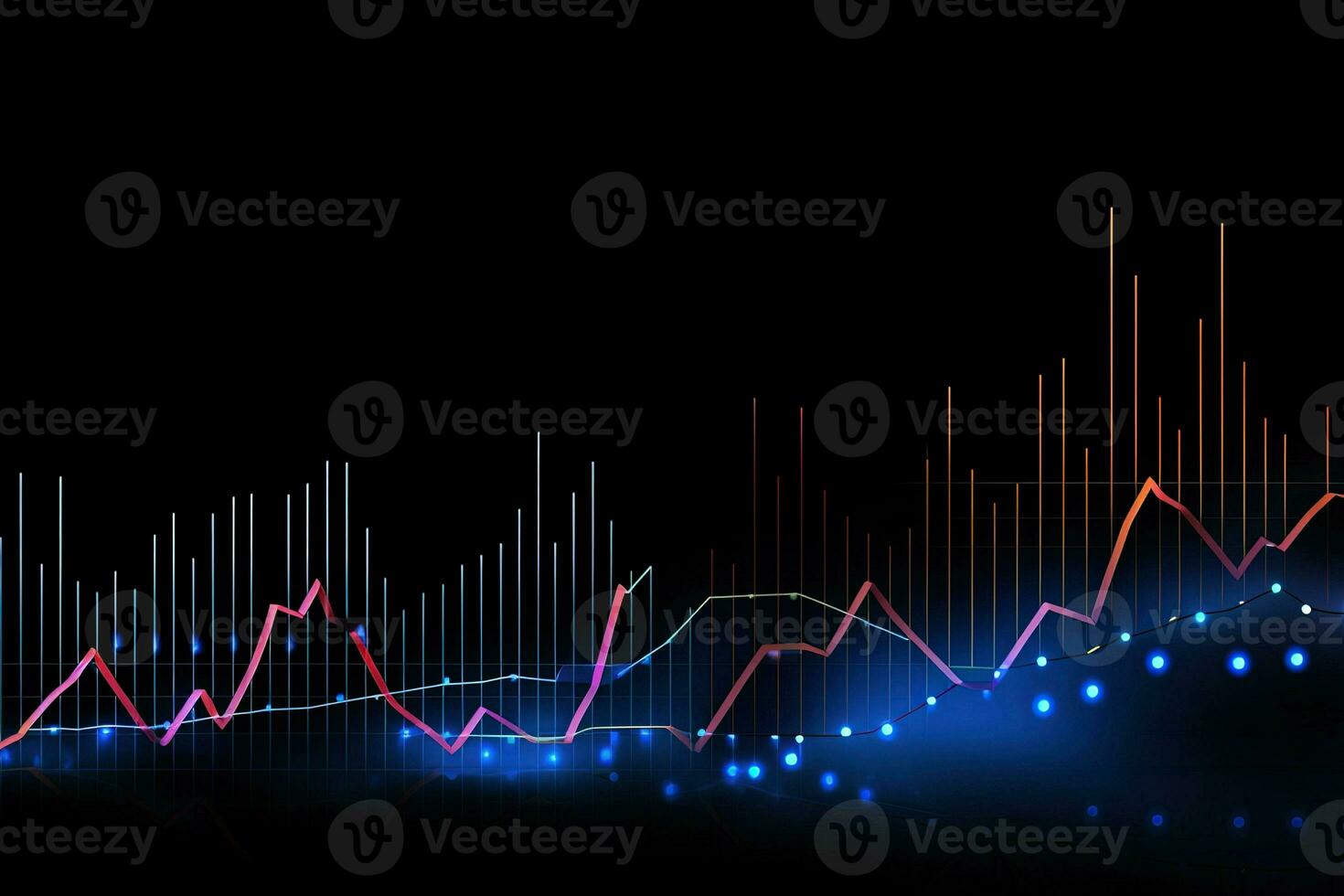 image of a graph line on a black background. Generative AI photo