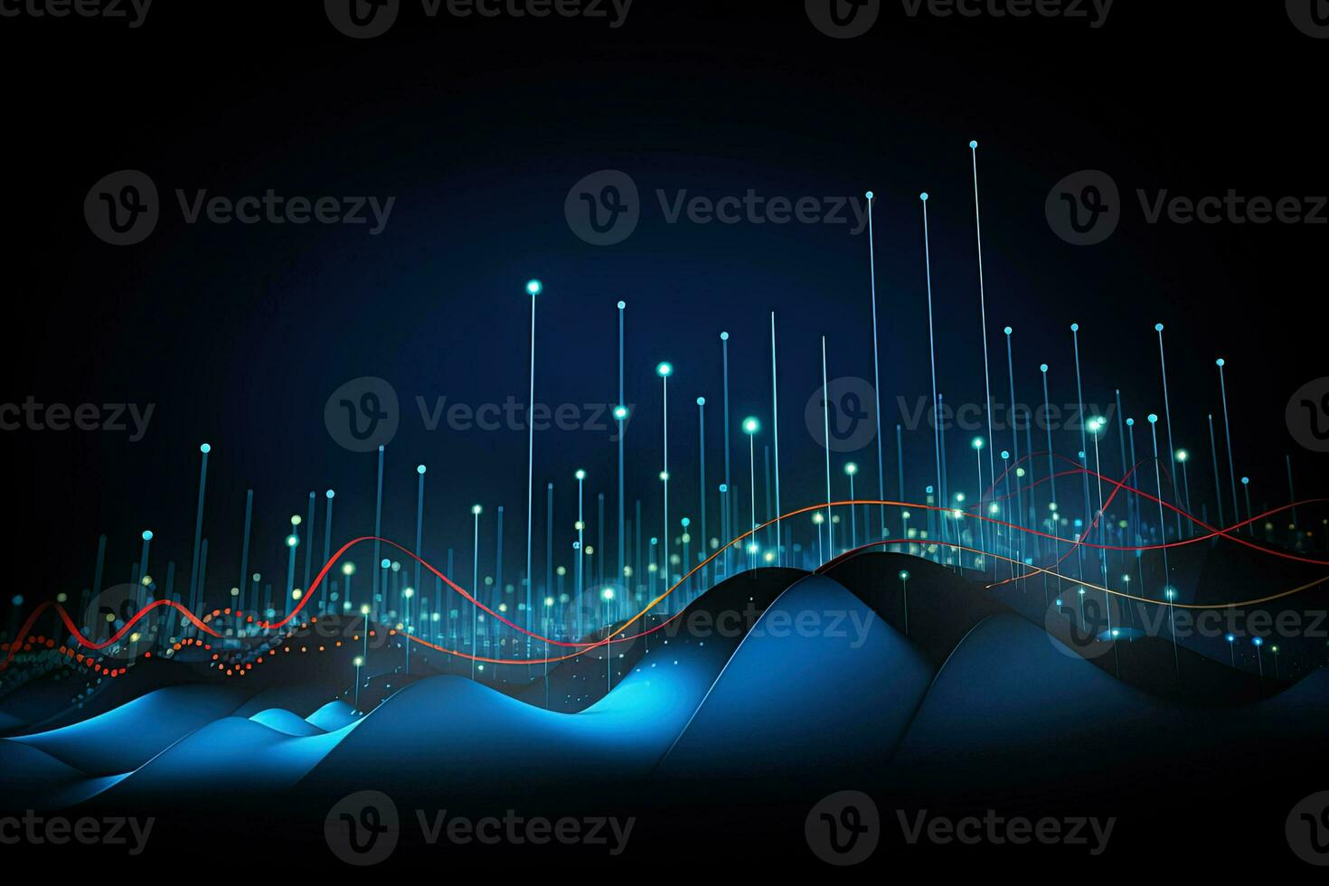 abstract background with waves and lines. Generative AI photo