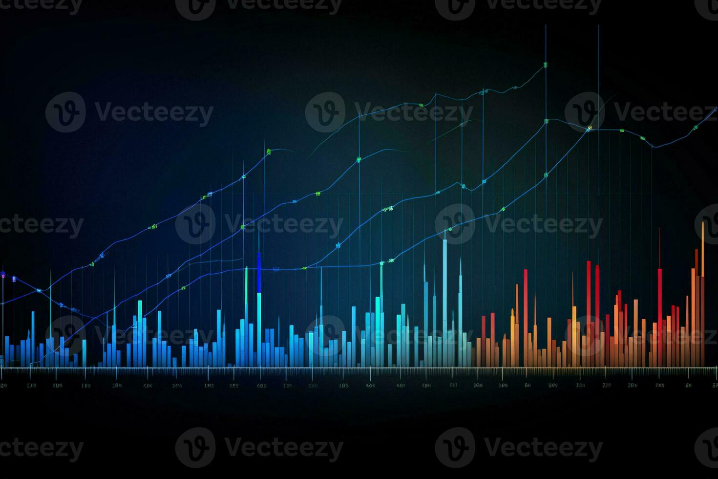 abstract graph with line and bar. Generative AI photo