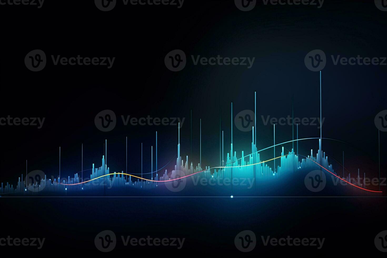 colorful wave line on a dark background. Generative AI photo