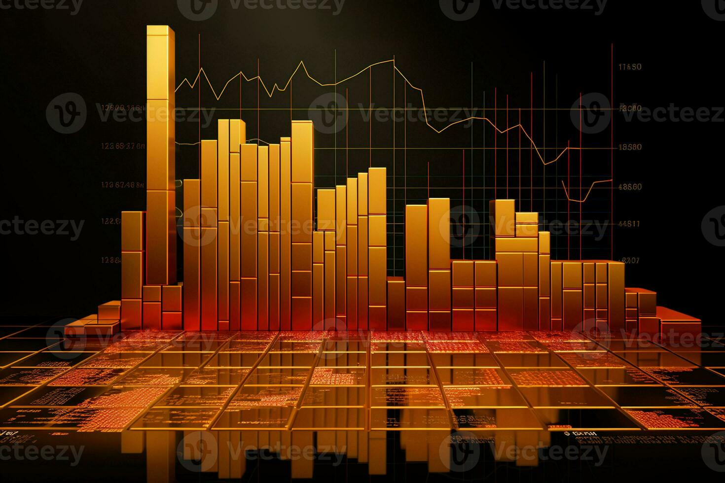 image of a graph chart on a black background. Generative AI photo