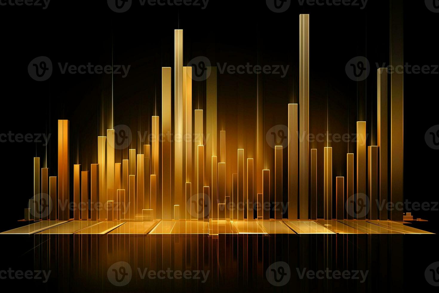 gold bars on black background. Generative AI photo