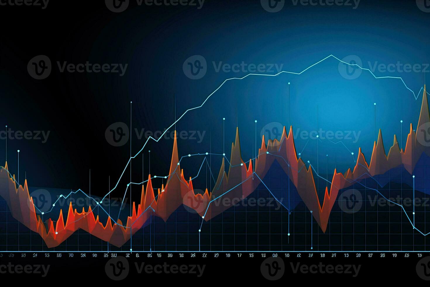graph of stock market chart on a dark background. Generative AI photo
