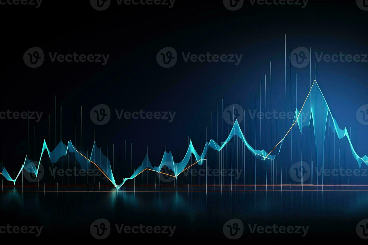 image of graph chart on dark background. Generative AI photo
