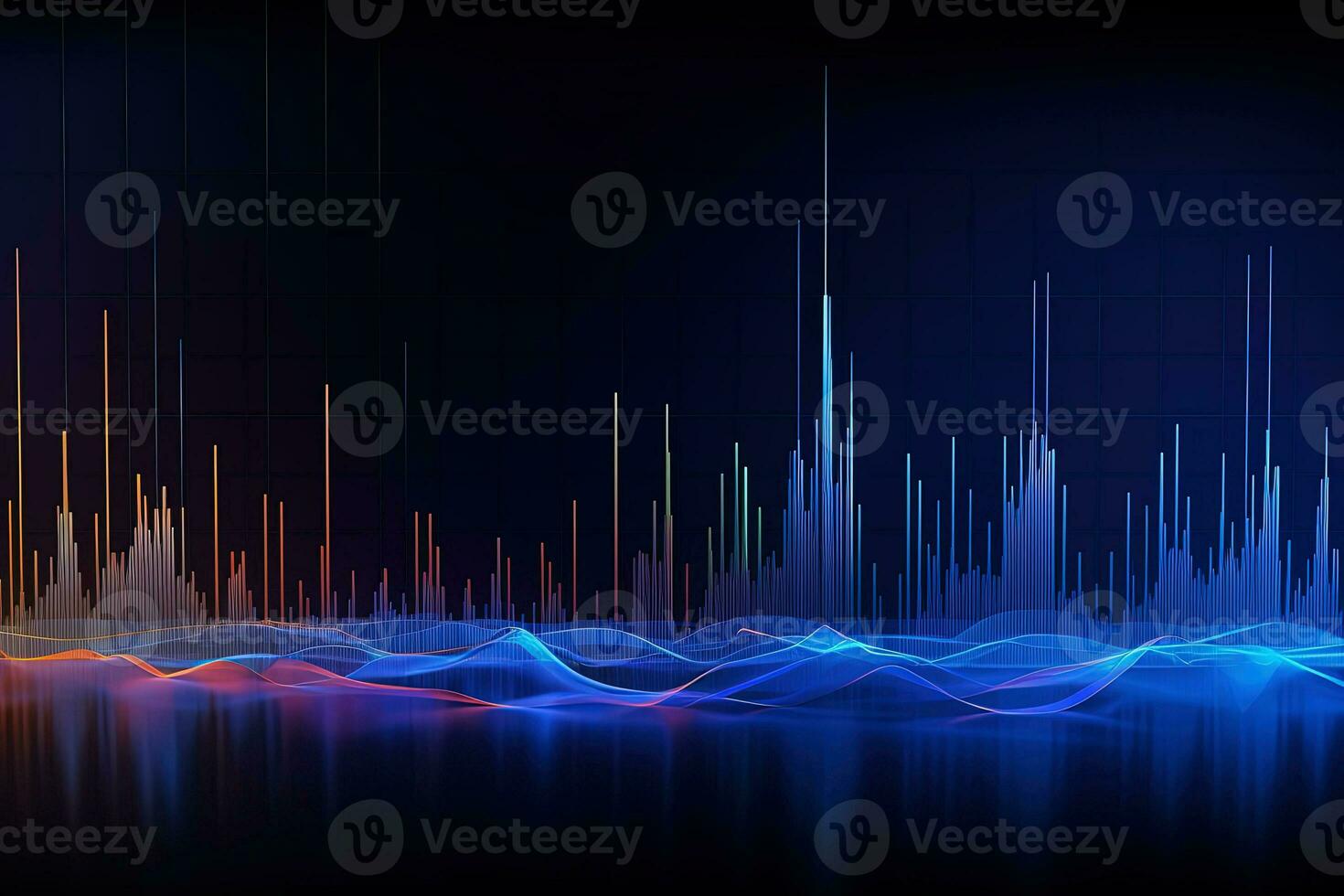 colorful wave line is shown on dark background. Generative AI photo